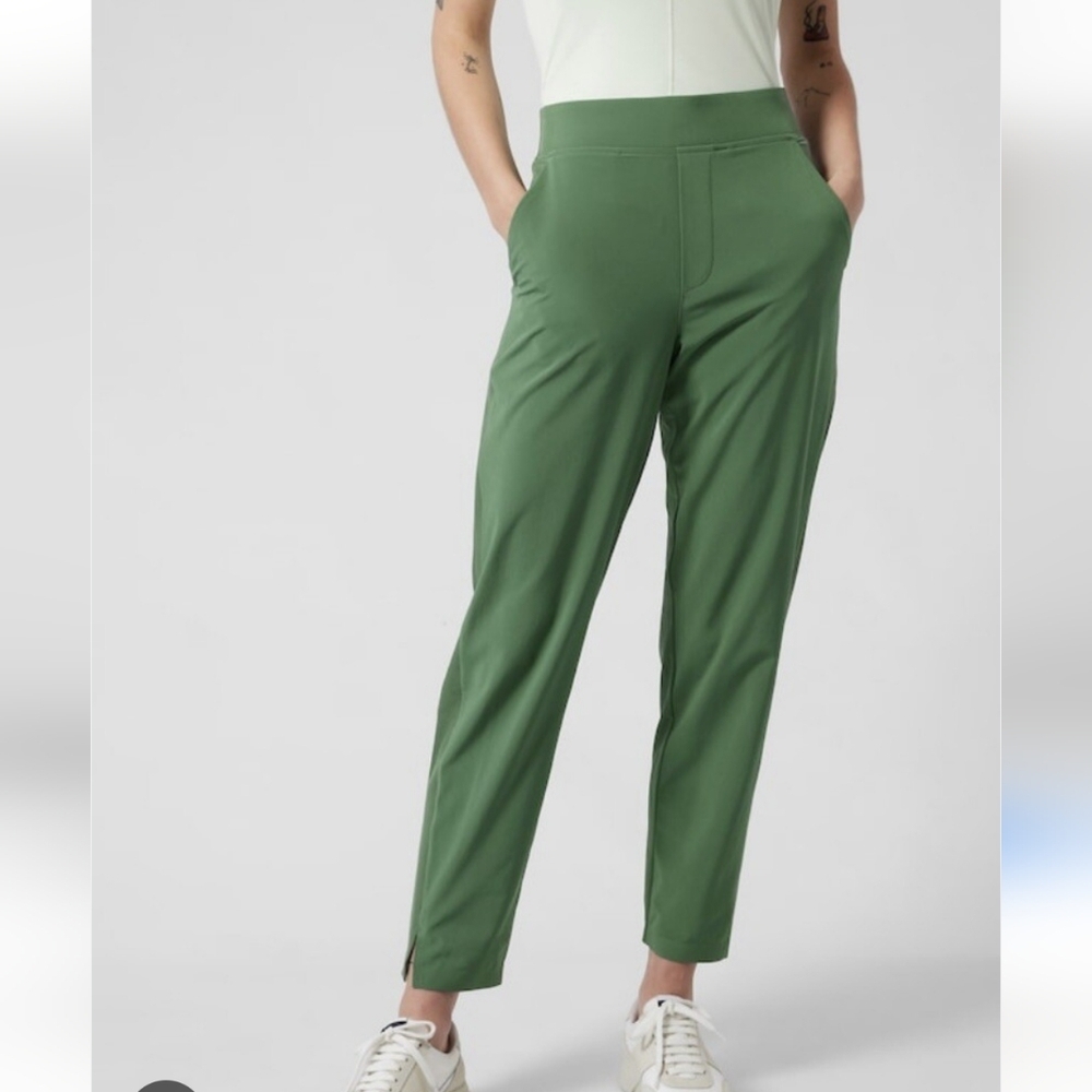 Athleta Brooklyn Ankle Pant Wide Leg Straight Size 20 Olive Green